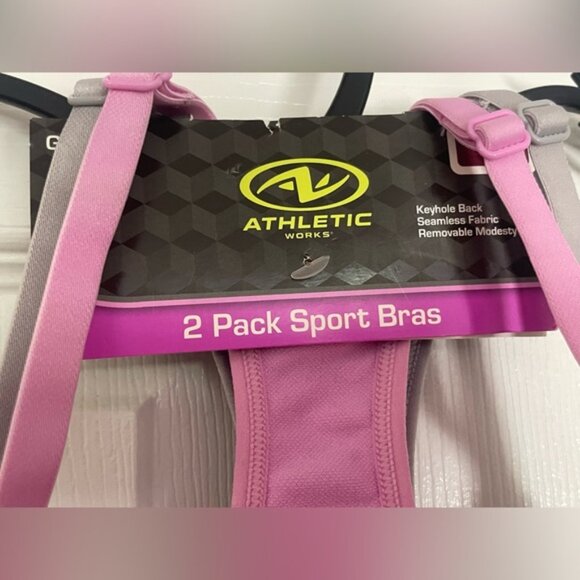 Athletic Works Girls Pink and Gray Racerback Sport Bra Set! NWT! Size Small. - Picture 3 of 9